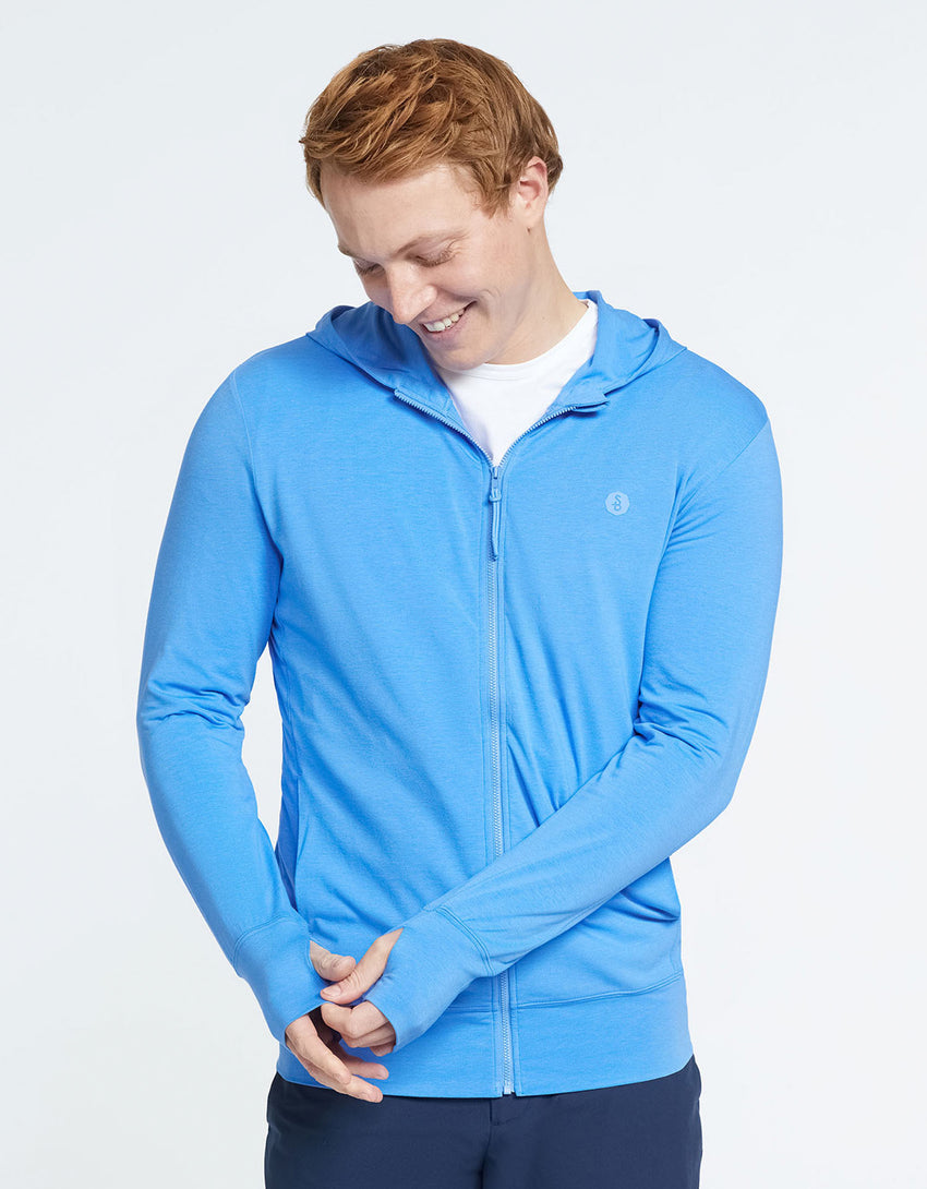 UPF 50+ Summer Essential Hooded Zip Top Sensitive Collection | Mens Sun Protective Tops