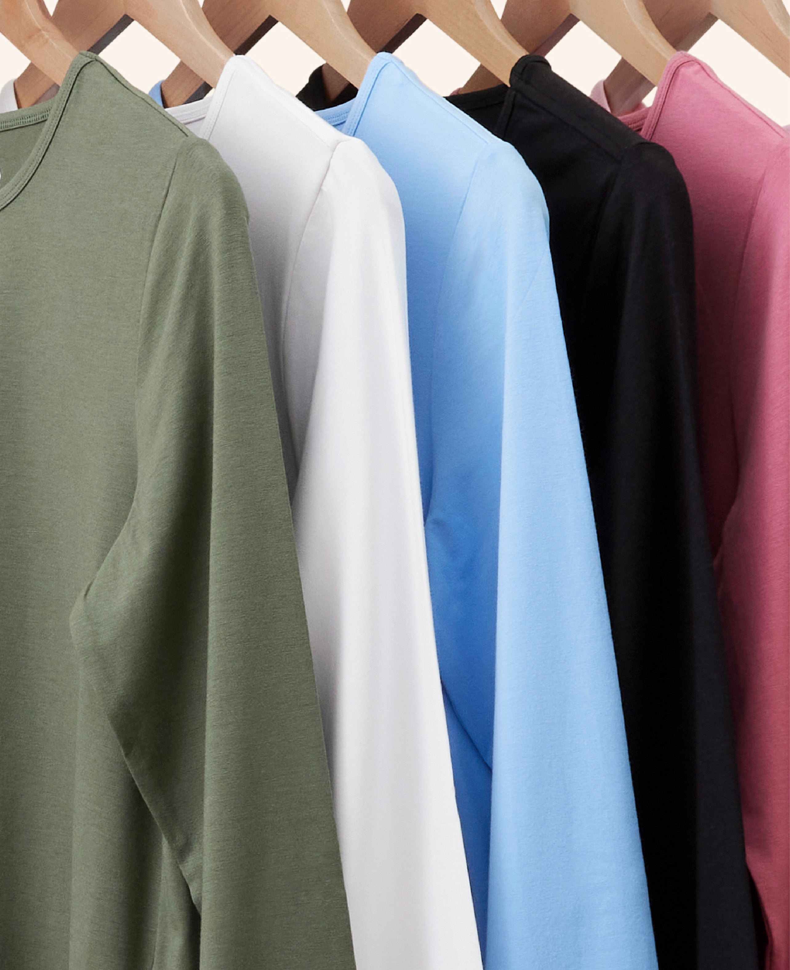 Solbari clothing hanging on a rack,