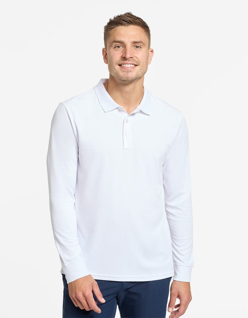 Long Sleeve Piqué Polo UPF 50+ Recycled Fabric Collection | Men's UV Protective Polo Shirt